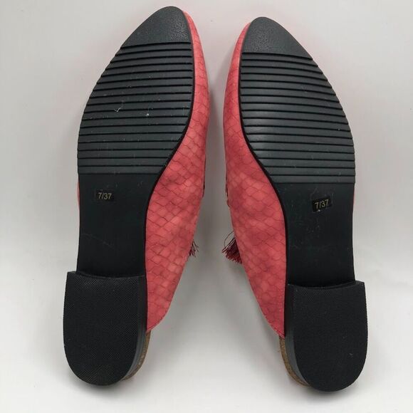 Mark Jenkins Women's Pink Slip on Mules Tasseled 7/37 Pointed Toe Flats Comfort - Picture 12 of 13